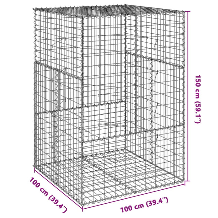 Gabion Basket With Cover 100X100X150 Cm Galvanised Iron Txkpxot