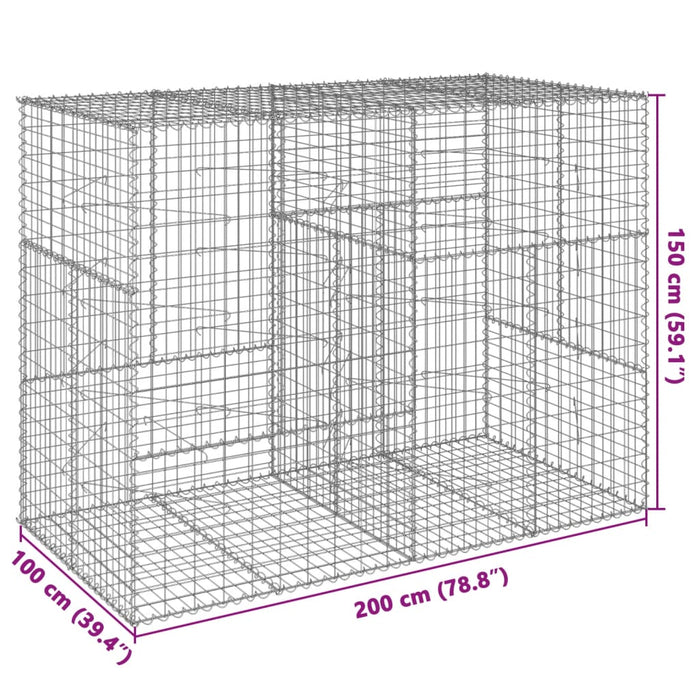 Gabion Basket With Cover 200X100X150 Cm Galvanised Iron Txkpxoa