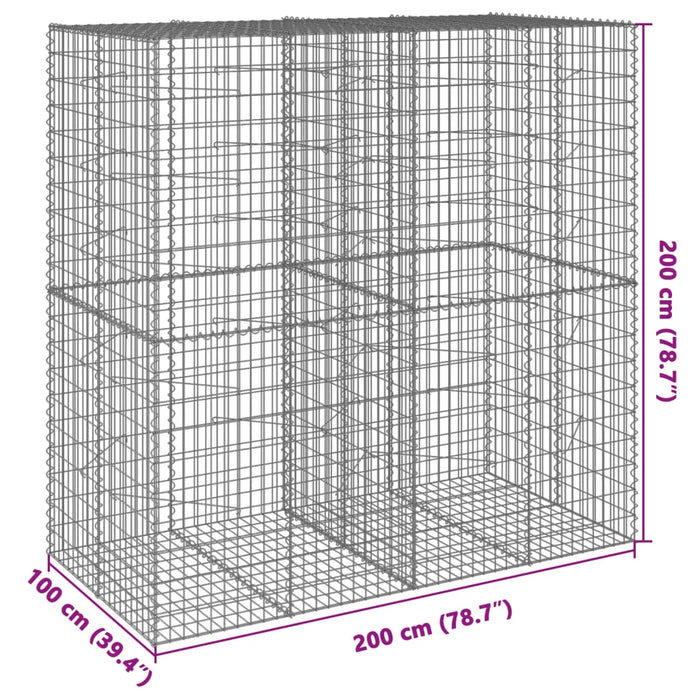 Gabion Basket With Cover 200X100X200 Cm Galvanised Iron Txkpxxi