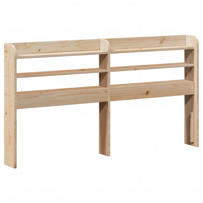 Double Size Headboard With Shelves 135 Cm Solid Wood Pine Npbkpt