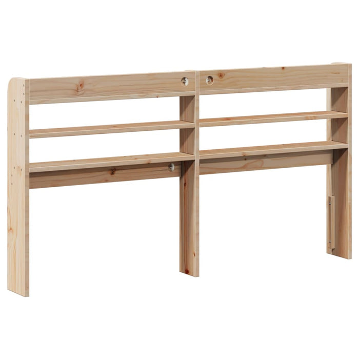 Double Size Headboard With Shelves 135 Cm Solid Wood Pine Npbkpt