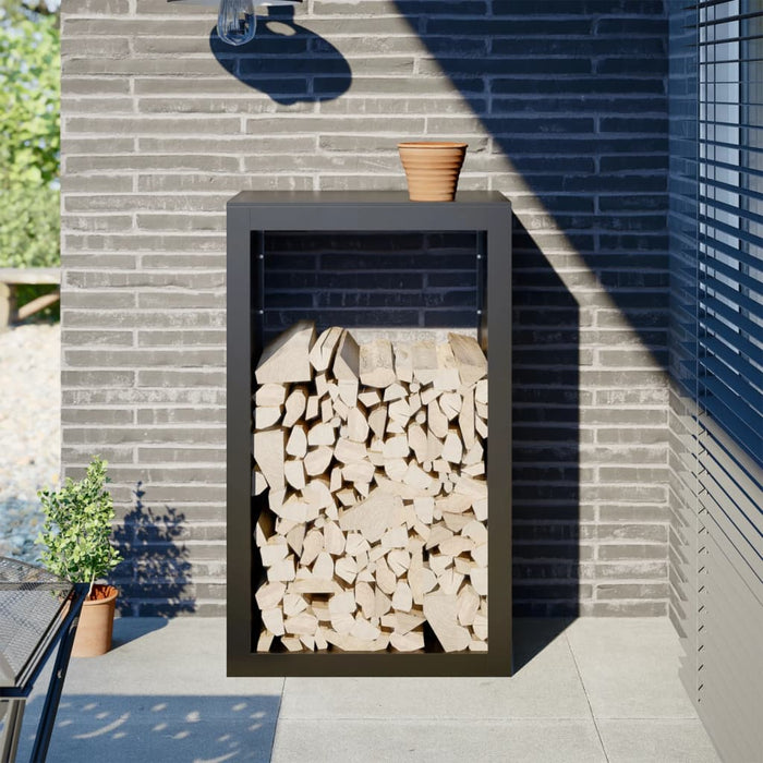 Firewood Rack Black 60X40X100 Cm Steel Npbknk