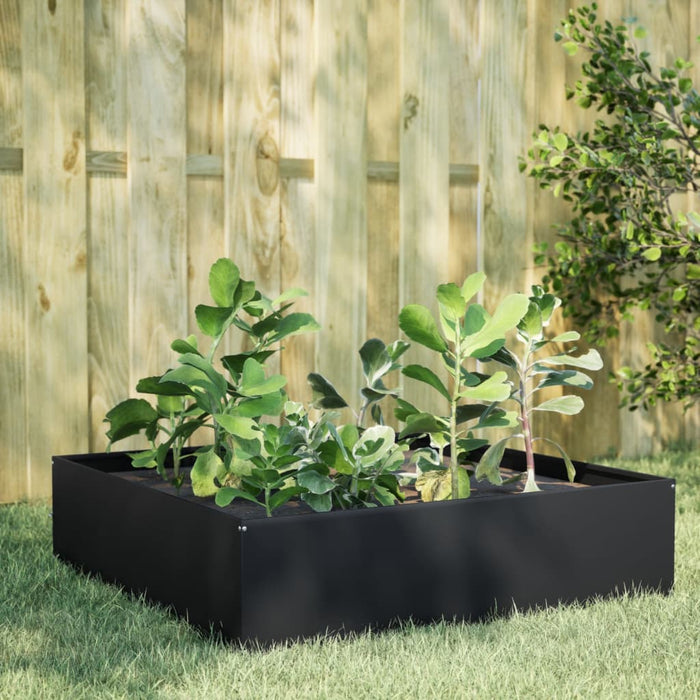 Garden Raised Bed Black 100X100X25 Cm Steel Npobto