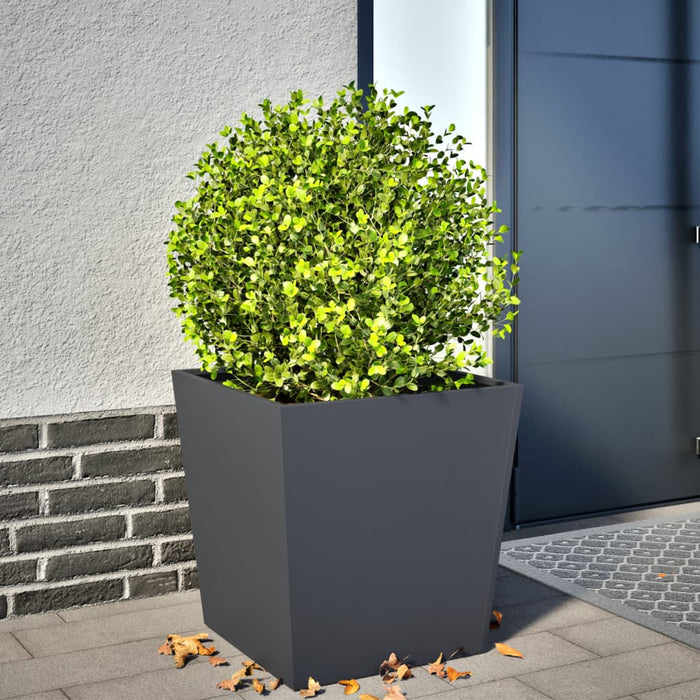 Garden Planter Anthracite 50X50X50 Cm Steel Npobib