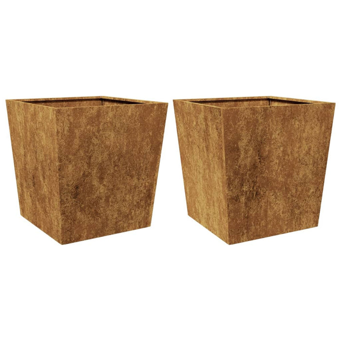 Garden Planters 2 Pcs 50X50X50 Cm Weathering Steel Npobik