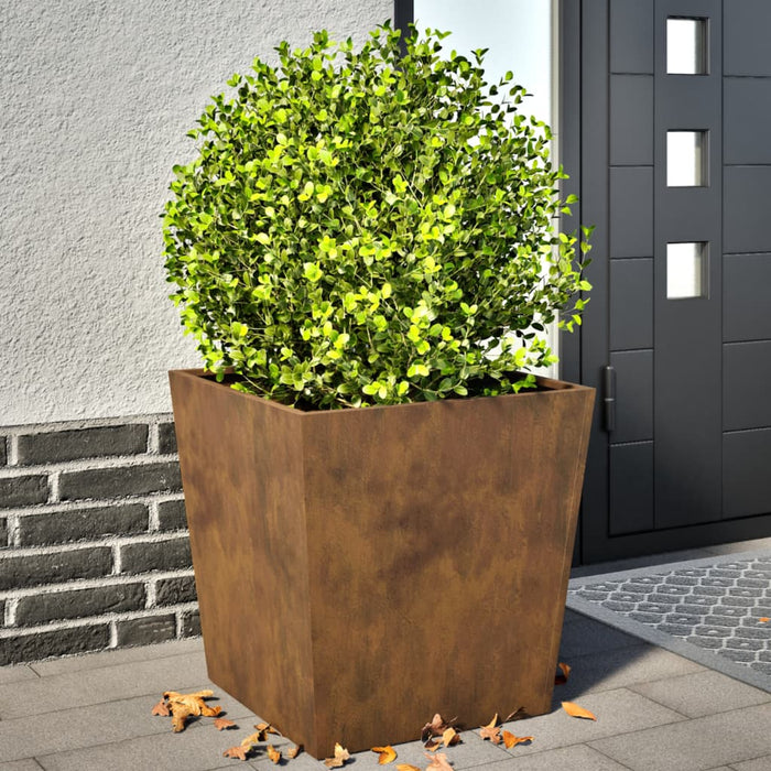 Garden Planters 2 Pcs 50X50X50 Cm Weathering Steel Npobik