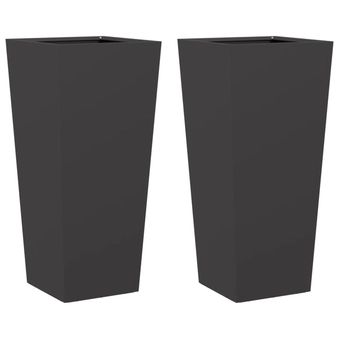 Garden Planters 2 Pcs Black 35X35X75 Cm Steel Npobno