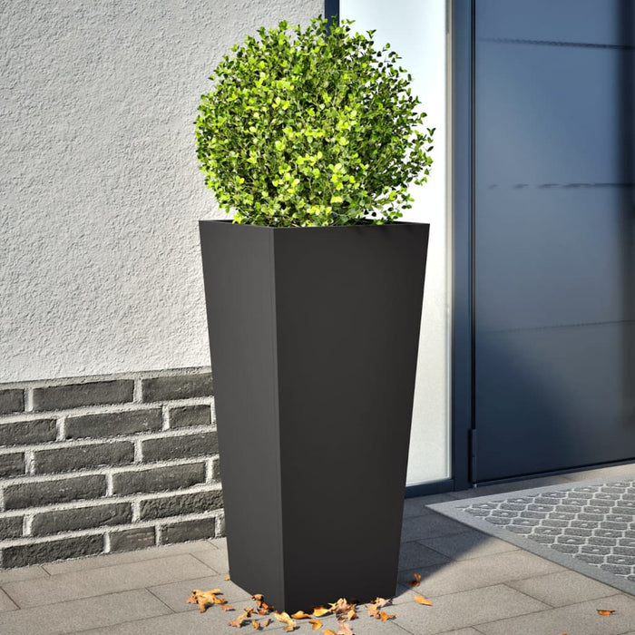 Garden Planters 2 Pcs Black 35X35X75 Cm Steel Npobno