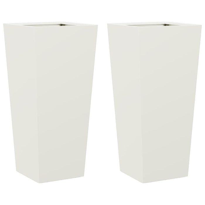 Garden Planters 2 Pcs White 35X35X75 Cm Steel Npobnt