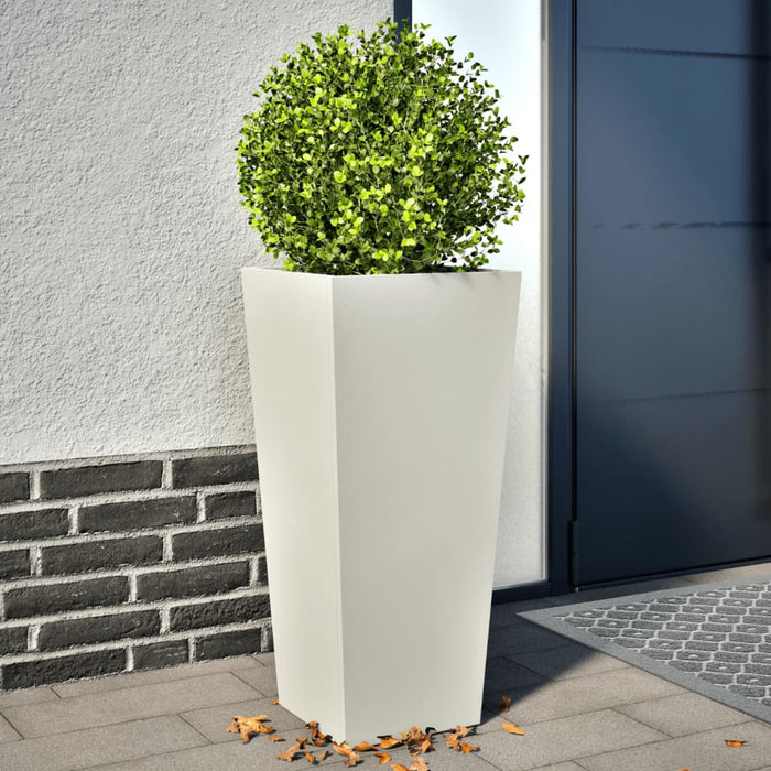 Garden Planters 2 Pcs White 35X35X75 Cm Steel Npobnt
