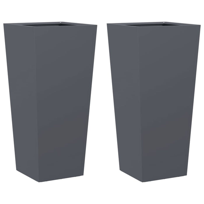 Garden Planters 2 Pcs Anthracite 35X35X75 Cm Steel Npobnp