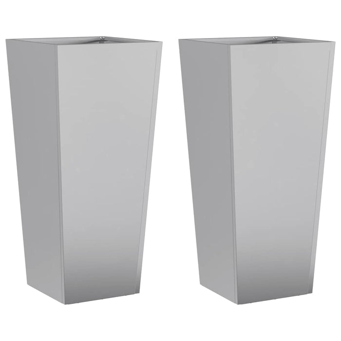 Garden Planters 2 Pcs 35X35X75 Cm Galvanised Steel Npobko