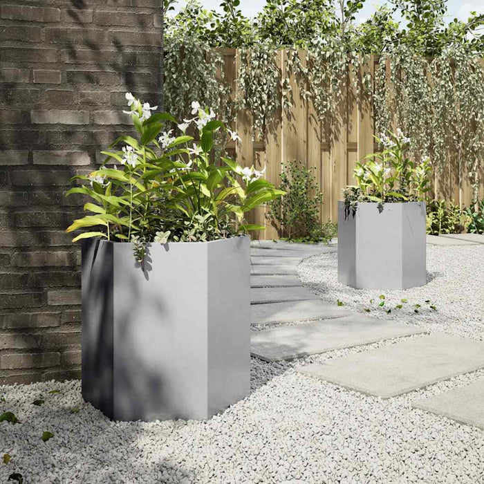 Garden Planters 2 Pcs Hexagon 46X40X45 Cm Galvanized Steel Npoook