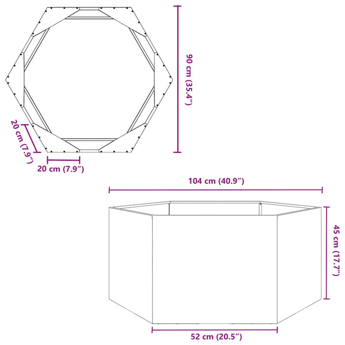 Garden Planter Black Hexagon 104X90X45 Cm Steel Npooxk