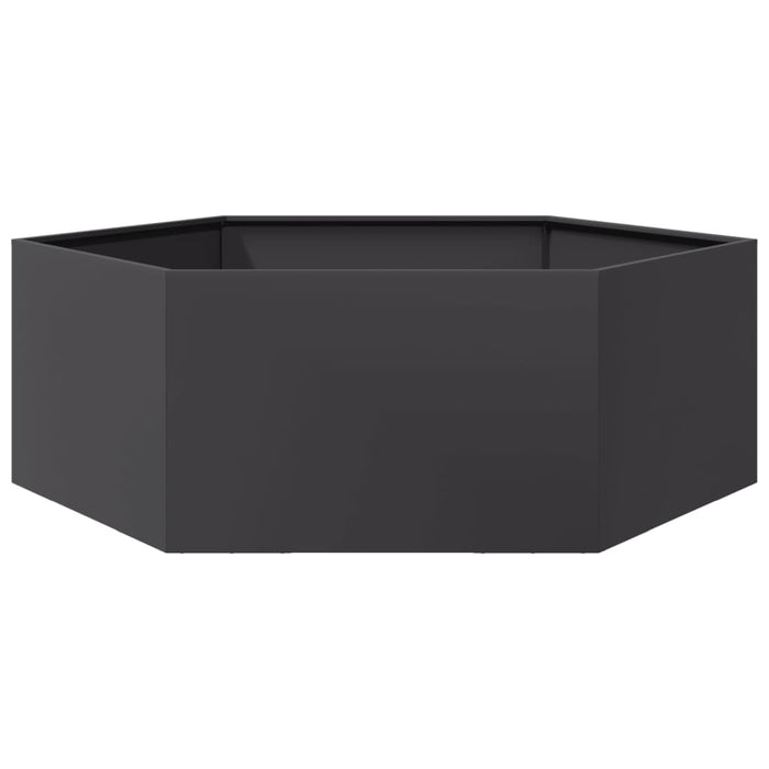 Garden Planter Black Hexagon 138X120X45 Cm Steel Npootl