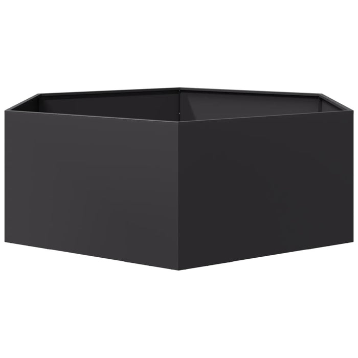 Garden Planter Black Hexagon 138X120X45 Cm Steel Npootl
