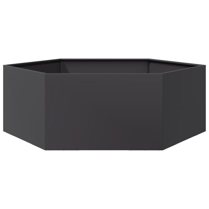 Garden Planter Black Hexagon 138X120X45 Cm Steel Npootl