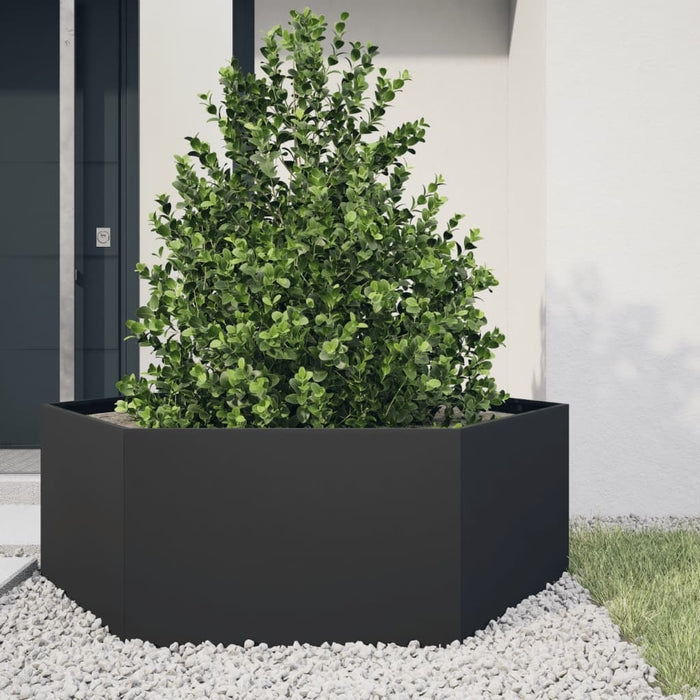 Garden Planter Black Hexagon 138X120X45 Cm Steel Npootl