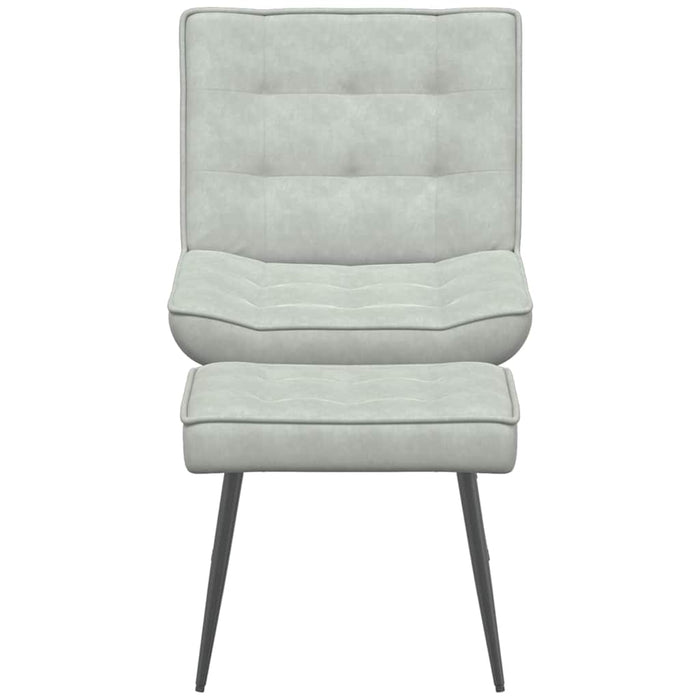 Relaxing Chair With Stool Light Grey Velvet Aboxtxi