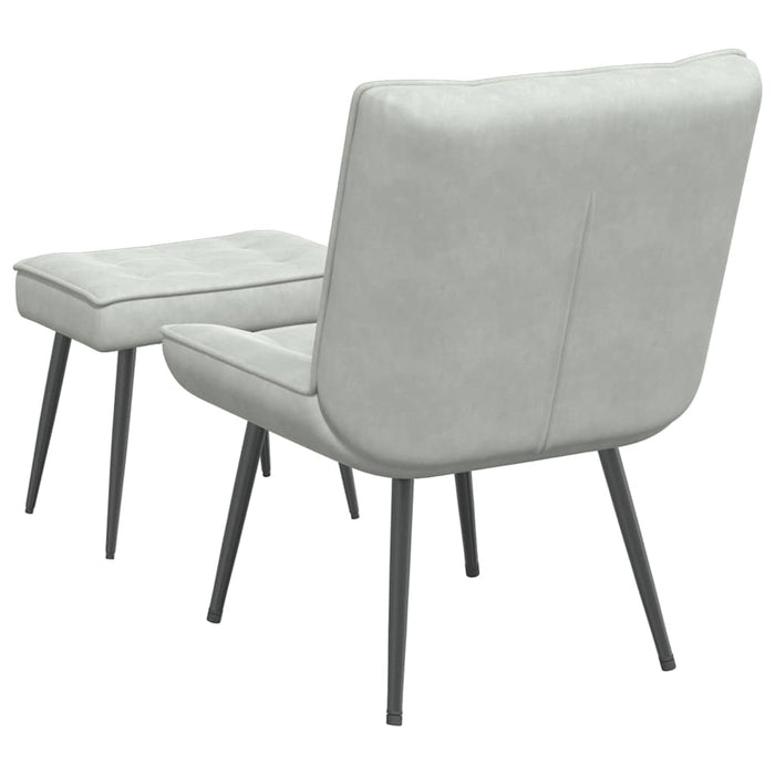 Relaxing Chair With Stool Light Grey Velvet Aboxtxi