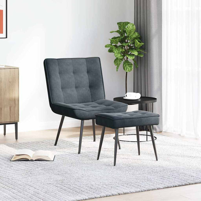 Relaxing Chair With Stool Dark Grey Velvet Aboxtxn