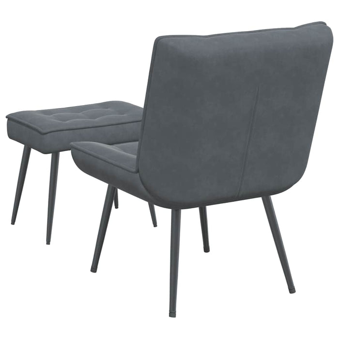 Relaxing Chair With Stool Dark Grey Velvet Aboxtxn