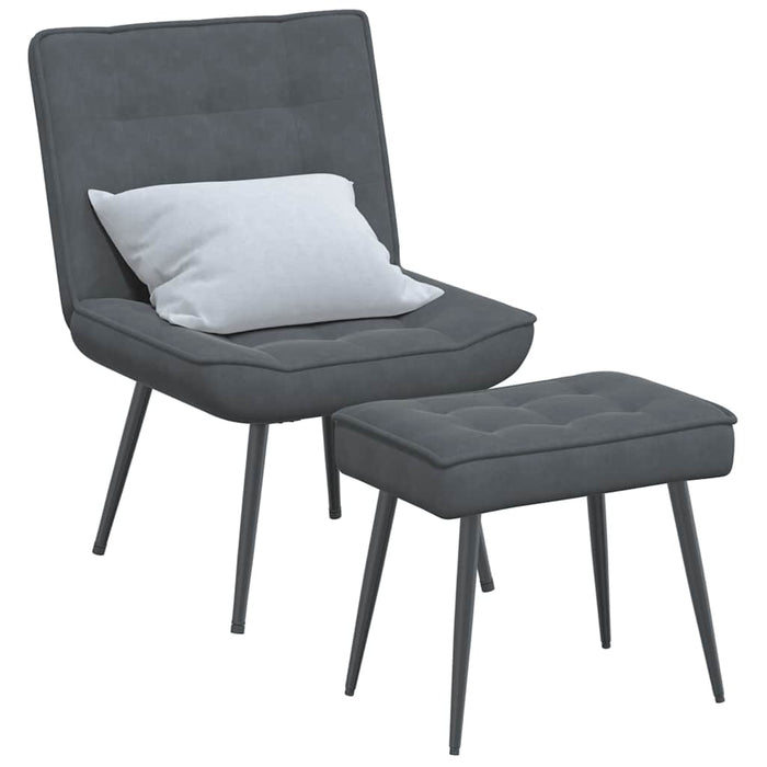 Relaxing Chair With Stool Dark Grey Velvet Aboxtxn