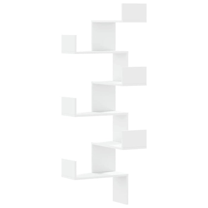 Wall Corner Shelf White 45X45X147 Cm Engineered Wood Npxltl