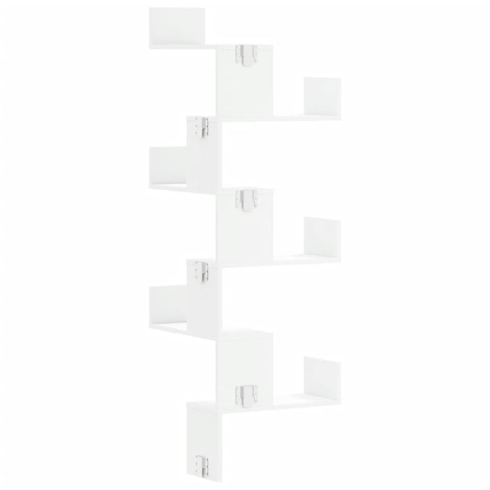 Wall Corner Shelf White 45X45X147 Cm Engineered Wood Npxltl