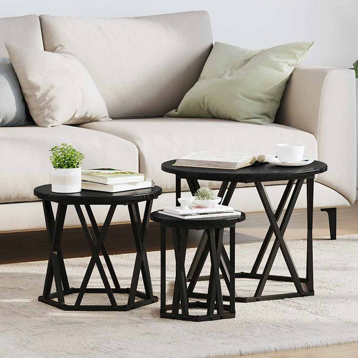 Nesting Side Table 3 Pcs Black Oak 53 X 53 X 40 Cm Nlnxpp