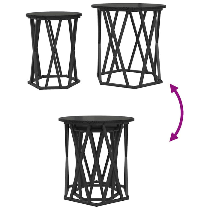 Coffee Table 2 Pcs Black Oak 50 X 50 X 50 Cm Nlnxlo