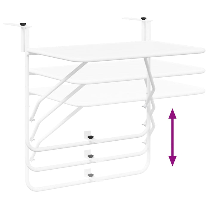Hanging Balcony Table White 60 X 39 X 65 Cm Steel Axbbnbia