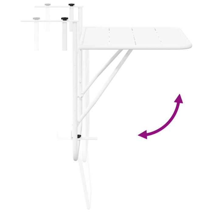 Hanging Balcony Table White 60 X 39 X 65 Cm Steel Axbbnbia