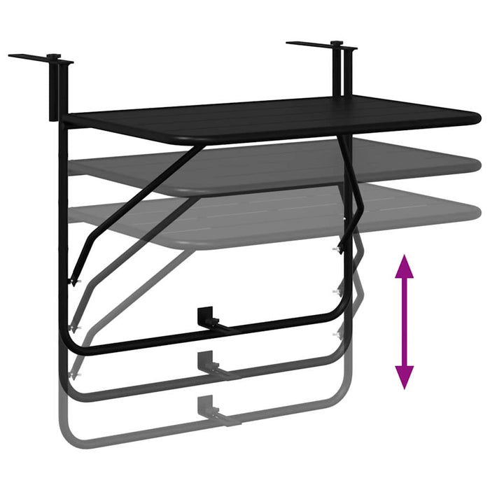 Hanging Balcony Table Black 60 X 39 X 65 Cm Steel Axbbnbip