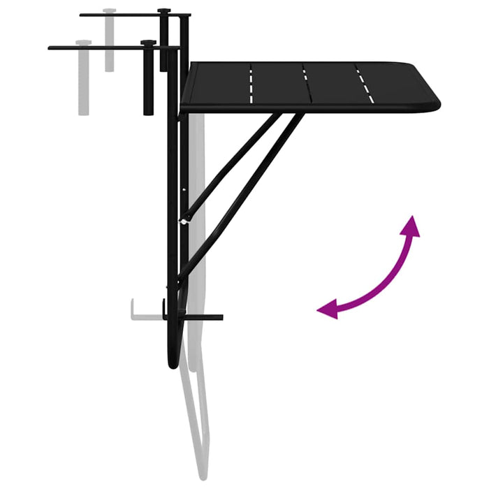 Hanging Balcony Table Black 60 X 39 X 65 Cm Steel Axbbnbip