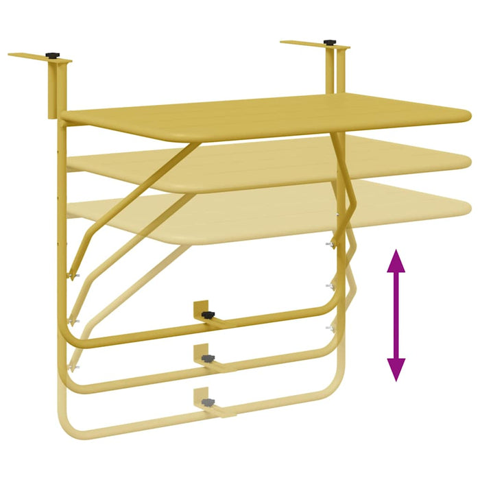 Hanging Balcony Table Gold 60 X 39 X 65 Cm Steel Axbbnbil
