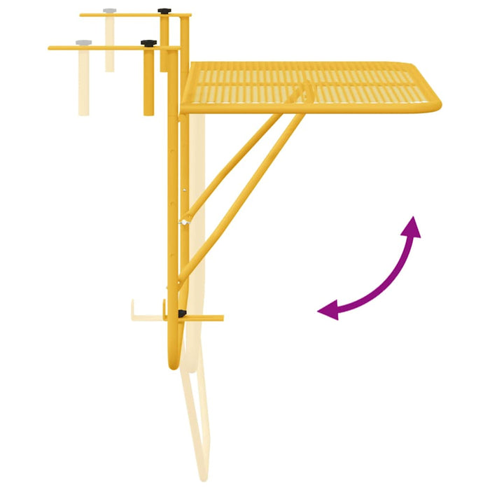 Hanging Balcony Table Mustard 60 X 39 X 65 Cm Steel Axbbnbno