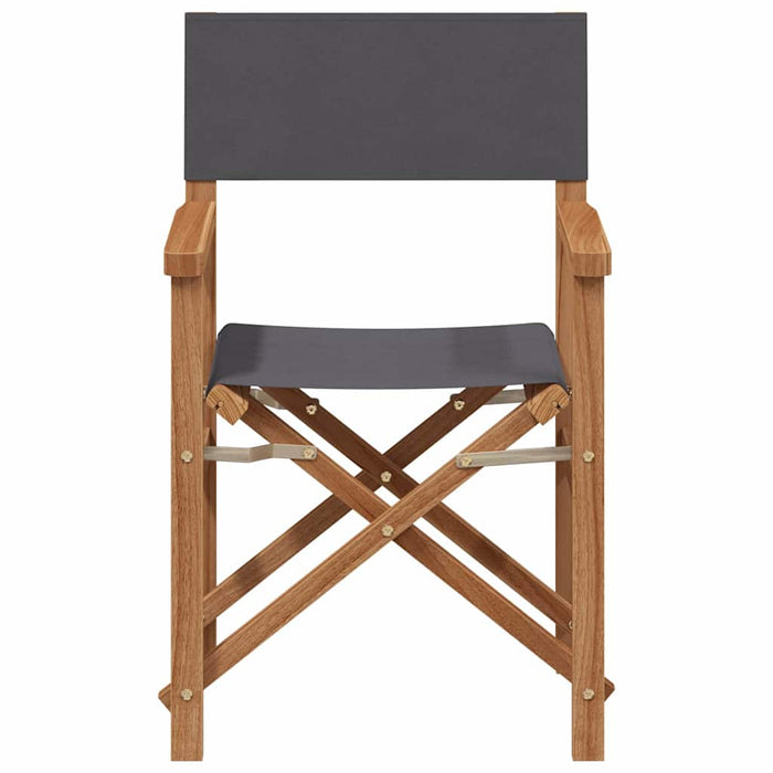 Folding Director's Chair Grey 56 X 54 X 87 Cm Solid Teak Wood Axbbnbon