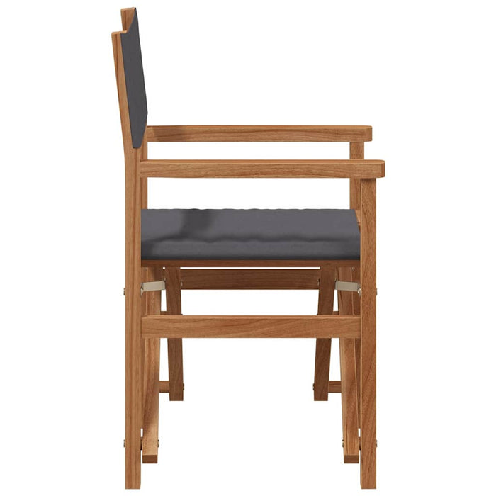 Folding Director's Chair Grey 56 X 54 X 87 Cm Solid Teak Wood Axbbnbon