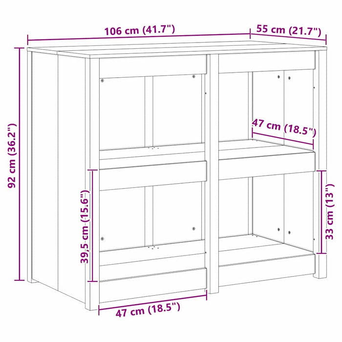 Kitchen Cabinet Brown 106 X 55 X 92 Cm Solid Douglas Fir Wood Nlnonb