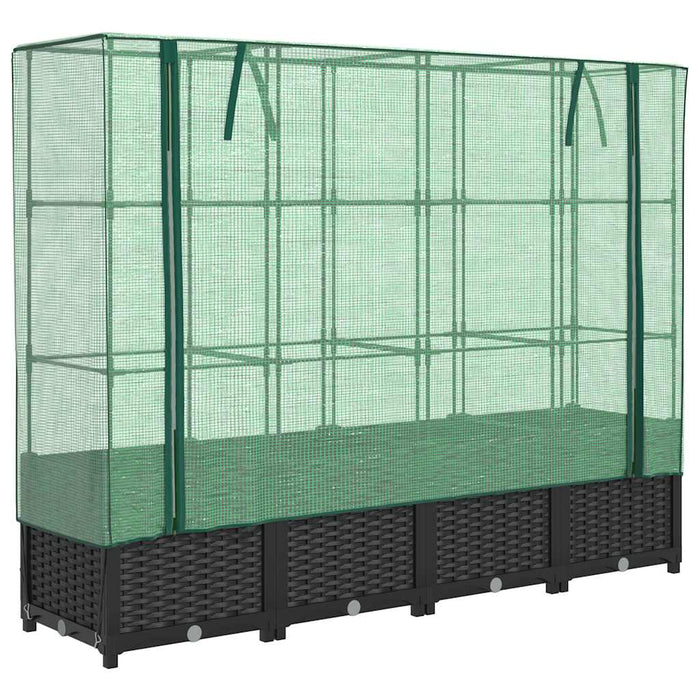 Raised Bed With Greenhouse Cover Rattan Look 160X40X138 Cm Abopnol