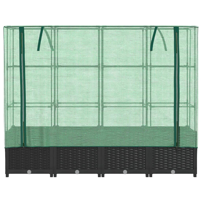 Raised Bed With Greenhouse Cover Rattan Look 160X40X138 Cm Abopnol