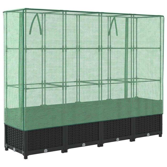 Raised Bed With Greenhouse Cover Rattan Look 160X40X138 Cm Abopnol