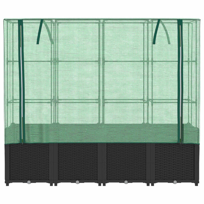 Raised Bed With Greenhouse Cover Rattan Look 160X40X153 Cm Abopnoi