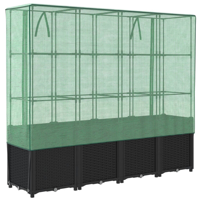 Raised Bed With Greenhouse Cover Rattan Look 160X40X153 Cm Abopnoi