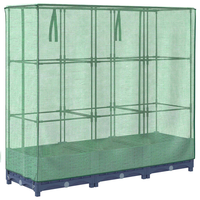 Raised Bed With Greenhouse Cover Rattan Look 120X40X123 Cm Abopnxp