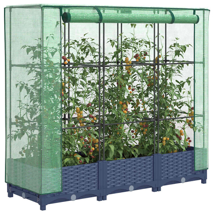 Raised Bed With Greenhouse Cover Rattan Look 120X40X123 Cm Abopnxp