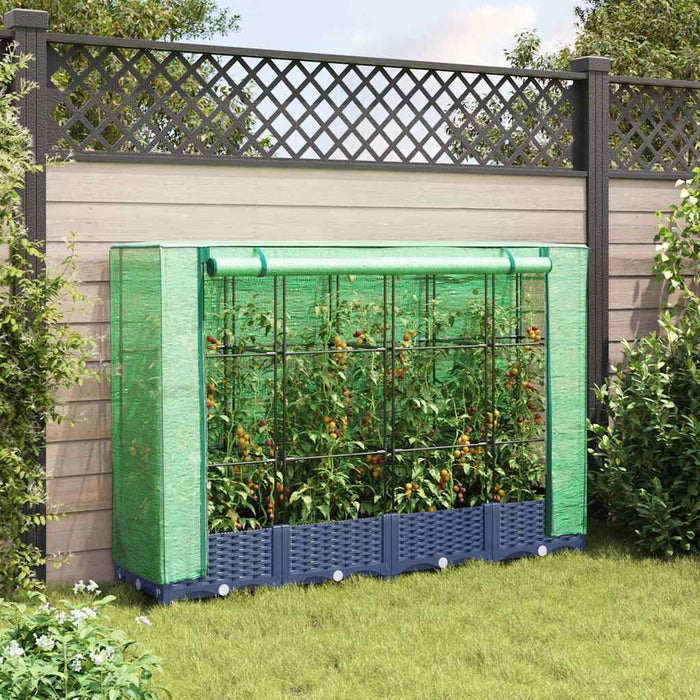 Raised Bed With Greenhouse Cover Rattan Look 160X40X123 Cm Abopnxl