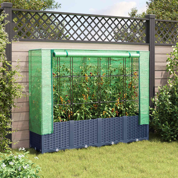 Raised Bed With Greenhouse Cover Rattan Look 160X40X138 Cm Abopntb