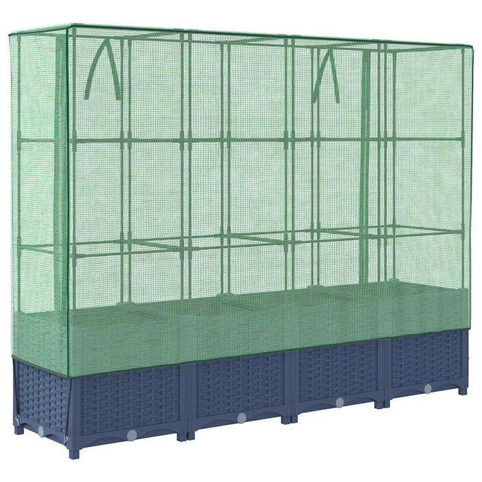 Raised Bed With Greenhouse Cover Rattan Look 160X40X138 Cm Abopntb